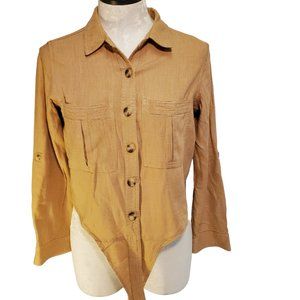 Black Tape Beige Linen Top